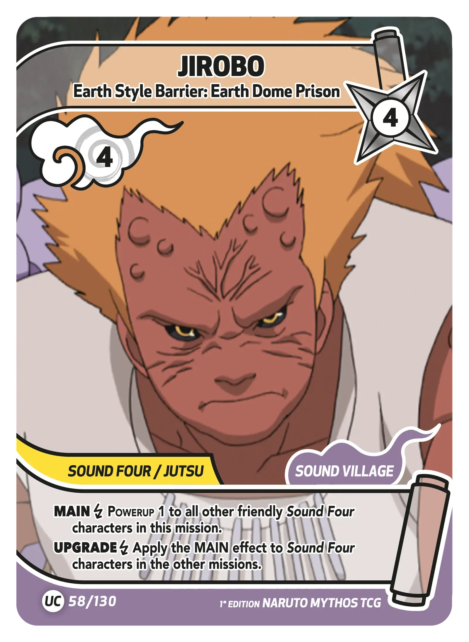 Jirobo — Earth Style Barrier: Earth Dome Prison Naruto Mythos TCG card