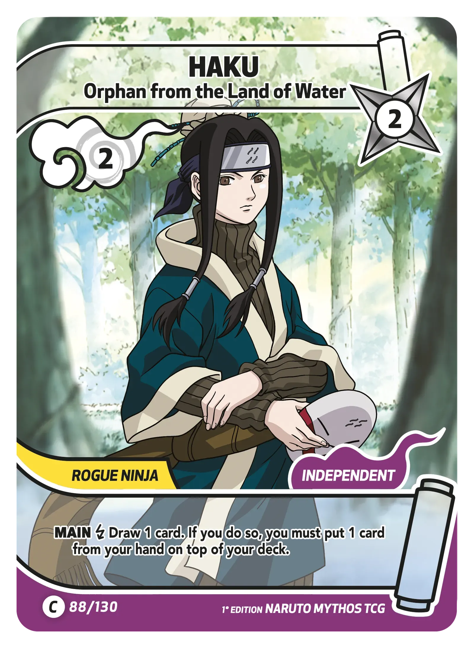 Haku — Orphan from the Land of Water Naruto Mythos TCG card